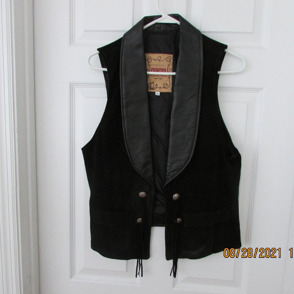 Vintage Suede & Leather Western Vest Fringes USA S